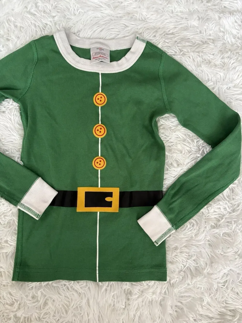 Hanna Andersson Kids 130 Green Elf/Santa Pj Top. Cute, Fun